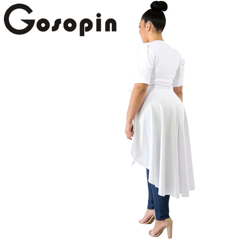 Gosopin Ruffle t Shirt Over size d белый офисный Женский Топ Модный женский дизайнерский