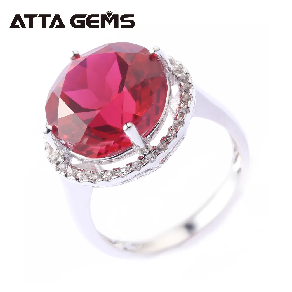 

Ruby Sterling Silver Ring for Women Wedding Band 8.8 Carats Created Ruby Faced Cutting Professional Gemstone Trendy Style