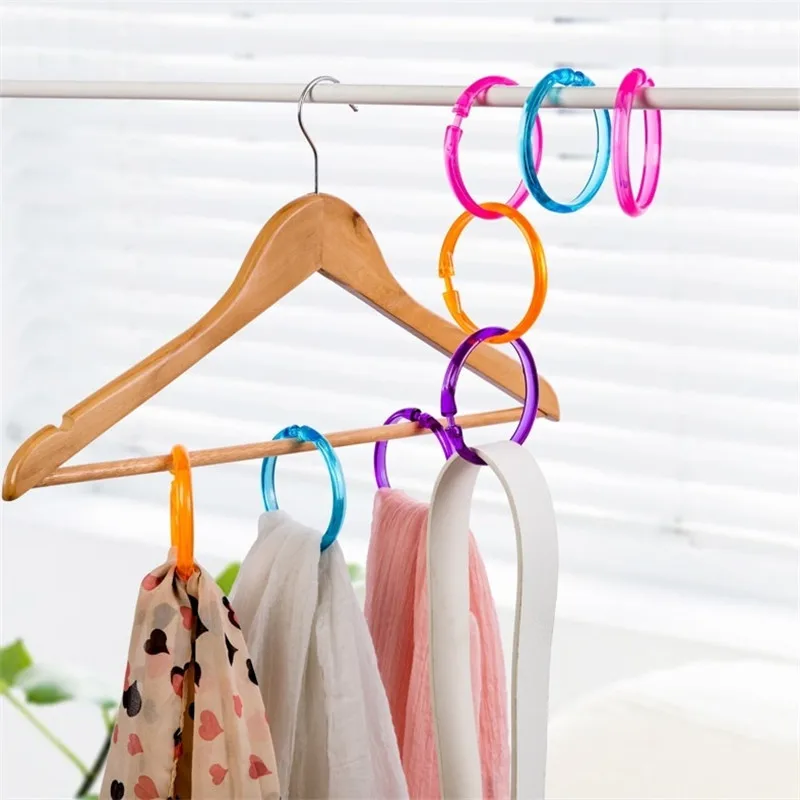 

4Pcs/Lot Colorful Anti-Wind Transparent Loop Hook Hanger Partner Retaining Cramp Snap Ring Shawl Scarf Belt Tie Closet Organizer