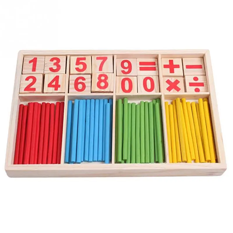 Детские Обучающие математические игрушки деревянные для счета палочки игрушки Монтессори математические Детские Подарочная деревянная коробка
