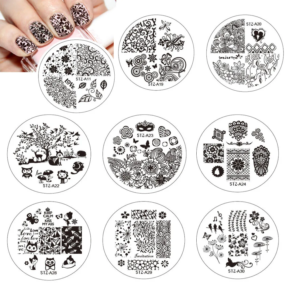 

1pcs Stainless Steel Round Nail Art Image Stamp Stamping Plates Manicure Template Stencils Hot Selling Nail Tools BESTZA01-30