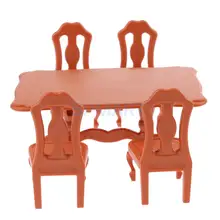 Ретро 1:12 весы миниатюрный коричневый комплект из стола и стула для кукольный домик обеденный/мебель гостиной Декор Аксессуары коричневый