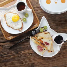 Dishes & Plates Creative ceramic Animal cat Fox plate Nordic style Mori lovely ceramic dessert dish tableware