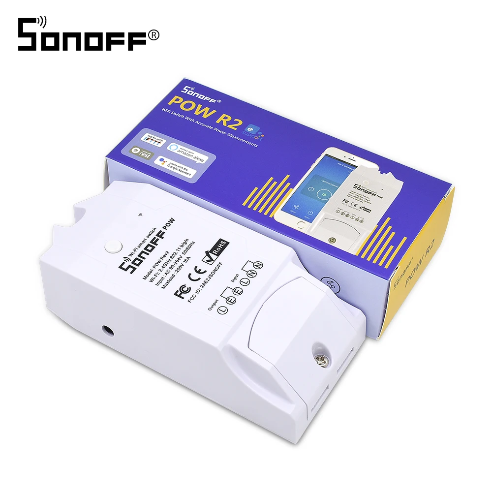 

3pcs Sonoff POW R2 Wifi Switch Real Time Power Consumption Measurement for Smart Home Automation