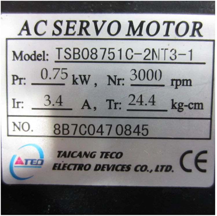 Оригинальный Серводвигатель TECO 750 Вт с ЧПУ TSB08751C 2NT3 1|cnc servo motor|cnc servo750w motor |