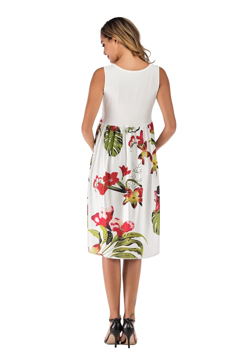 European and American women's cross deep V-neck belt waist seven-point sleeve pregnancy skirt European and American style fashio