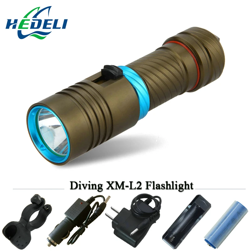 

100M underwater Diving Flashlight Diver Scuba flashlights LED CREE XM-L2 Torch light Lamp 3200lumen 18650 or 26650