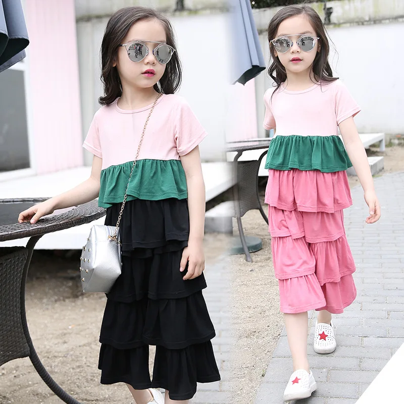 

Girls Clothing Sets Summer Short T shirt Pants Patchwork Kids Tracksuit Children Costume Teenage Baby Girls Clothes 10 12 Year