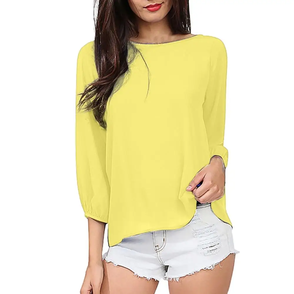 

2019 New Women's Shirt Casual Fashion Autumn Slim Casual Women Solid O-Neck Solid Long Sleeve Bow Office Loose Plus Size Top