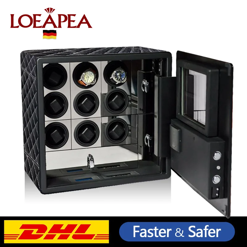 NEW Watch winder safe box 9 automatic watches and jewelry storage Watch