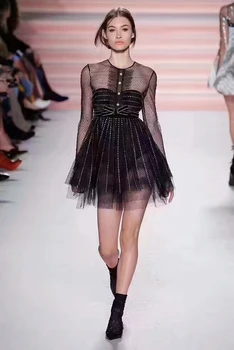 

2017 women sexy derss amazing evening party vestidos de festa unique iron on beads summer dress brief mini mesh lace black dress