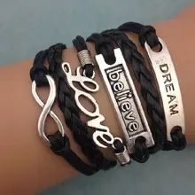 1 шт Бесконечность, пальма и ангор браслет. Металлический Шарм, восковой шнур, кожаный браслет 3392