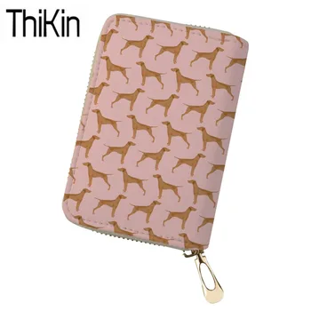 

THIKIN Card Holders Women Vizsla Dog Printing Card Case Ladies PU Leather Credit Passport Card Bags Females Business Card Wallet