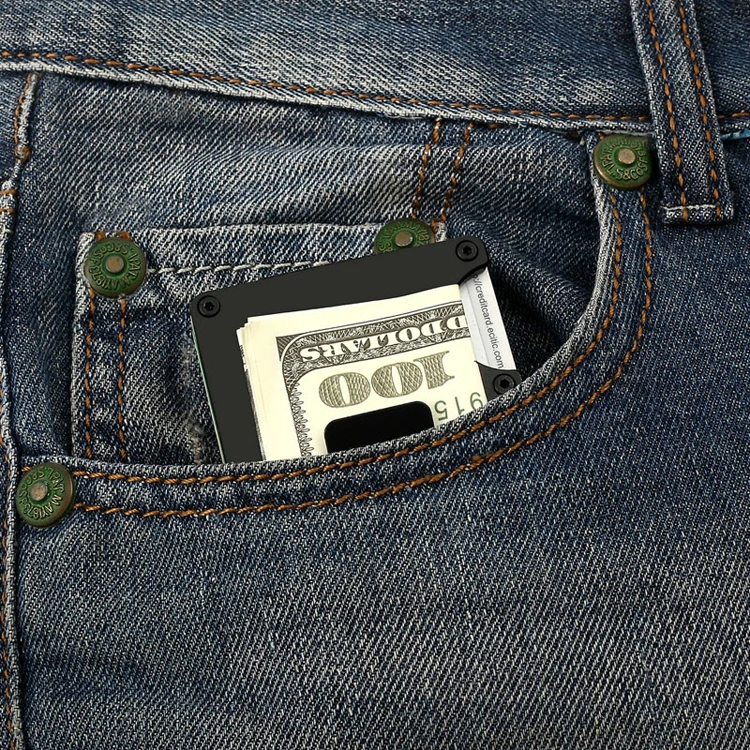 Мужской алюминиевый кошелек RFID Блокировка с металлическим зажимом для денег дорожный кошелек минималистичный держатель для карт