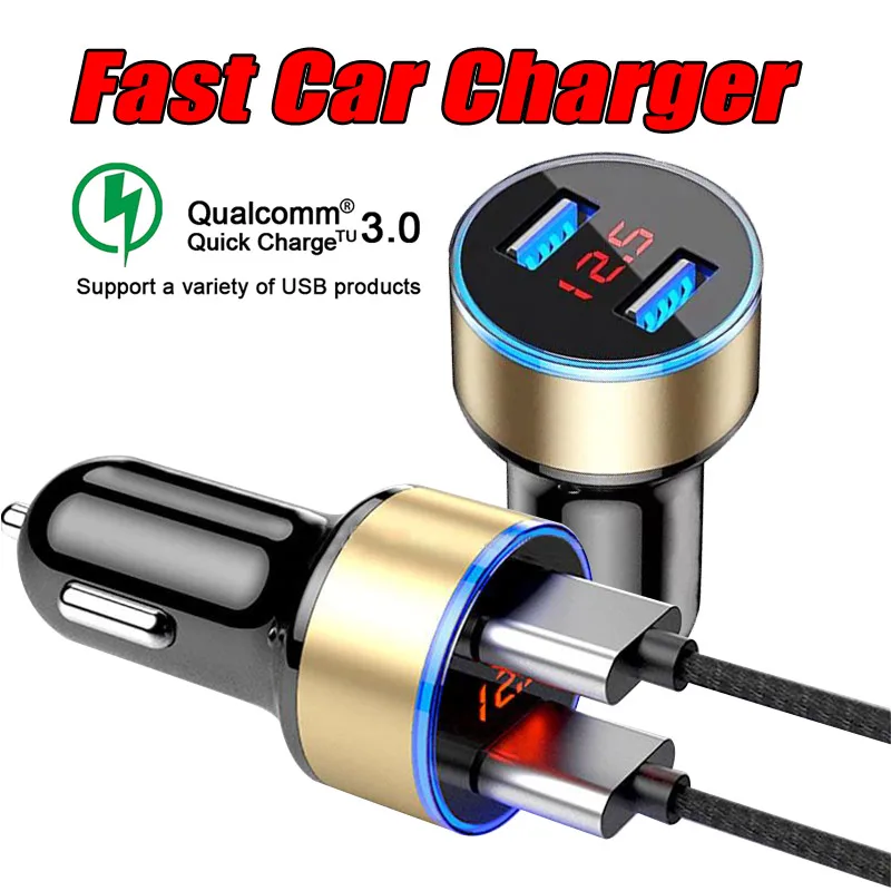 

Universal Dual USB Car Charger Adapter 3.1A With LED Display Auto Vehicle Phone Car-Charger For Smart Phone/Tablet