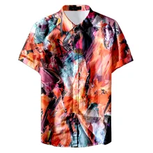 Мужская гавайская рубашка Летняя с коротким рукавом тропическая печатная пляжная рубашка одежда