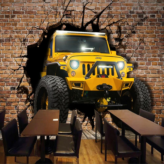 Car Broken Wall Large Custom Wall Painting Living Room ...