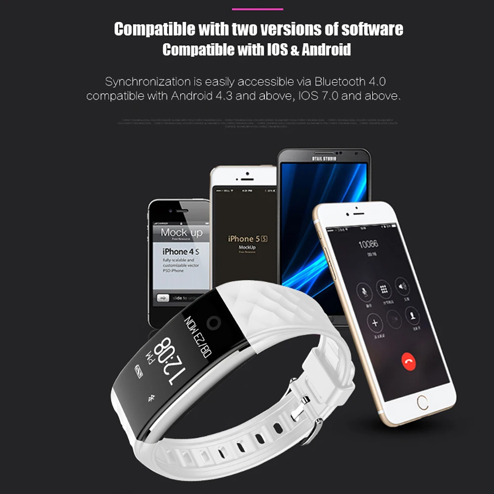 Ssmarwear S2 Smart Wristband Heart Rate Monitor band IP67 Sport Fitness Bracelet Tracker Bluetooth For Android IOS PK miband 2