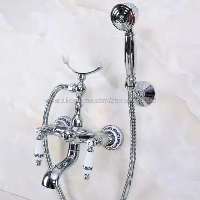 Bathtub Faucets Luxury Chrome Brass Bathroom Faucet Mixer Tap Wall