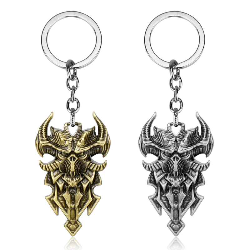 

Game Diablo III 3 Logo Face Keychain for Men Vintage Diablo Key Chain Ring Chaveiro
