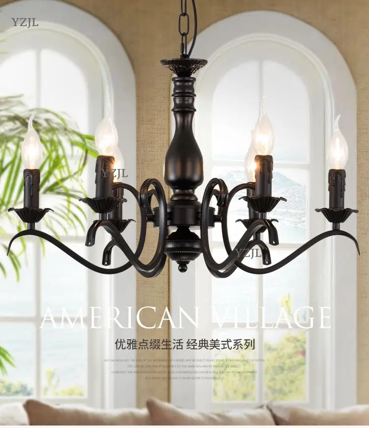 

Chandelier Iron Candle lamp chandelier European Living room restaurant American modern bedroom simple shop bar chandelier lamp