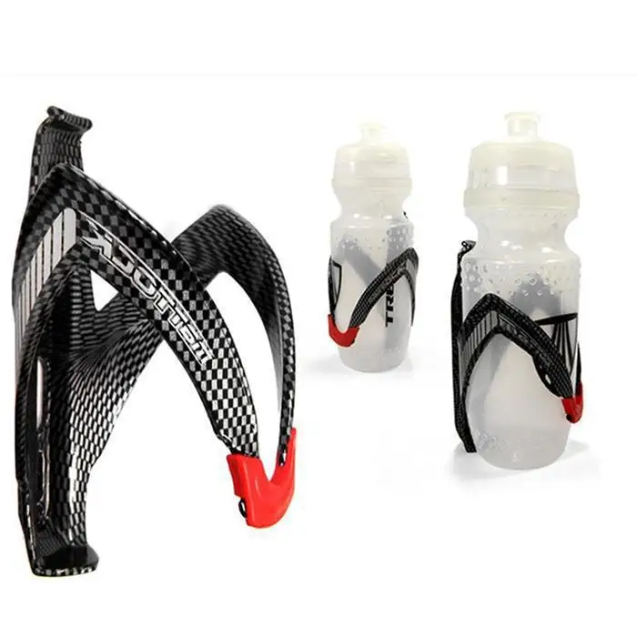 Mountain bike carbon fiber texture V-shaped bottle cage plastic cup holder Red mouth water bottle hoder for bycicle