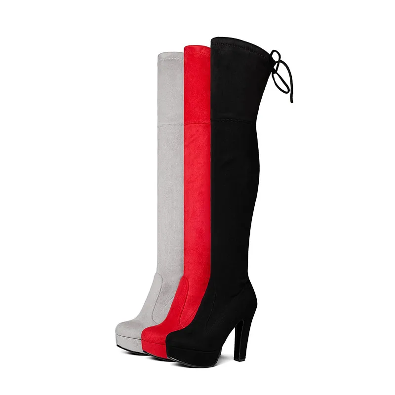 Asumer Spuer heels shoes over the knee boots fashion elegant party shoes autumn winter boots platform flock thigh high