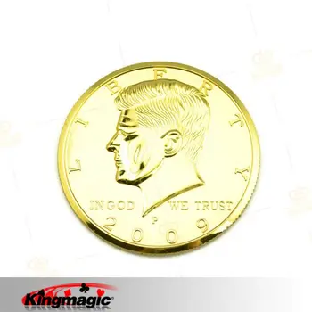 

Holiday Sales Big Coin (Half Dollar) gold color large coin super bright big coin magic props Free shipping