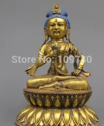 003327 Тибет Религия Бронзовый Gild Лотос Кван-Инь Гуань Инь Бодхисаттва статуя Будды