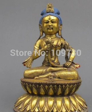 

003327 Tibet Religion Bronze Gild Lotus Quan Yin Kwan-Yin Bodhisattva Buddha statue