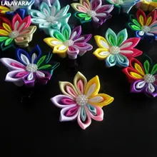 LALAVARA 10 шт. радужные заколки kanzashi цветы Детские аксессуары для волос для девочек декоративные заколки