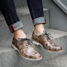 Originalität Rindsleder Handgemalte Gothic Italienische Herren Schuhe Marken Leder Dimensiona Kappe Frühjahr Männer Kleid Schuhe Plain Geometrische