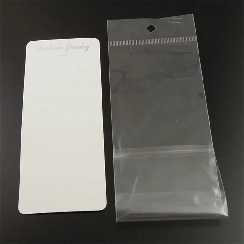 

100 Pieces-Pack Jewelry Case Paper Earrings Necklace Display Hanging Card with Plastic Bags 36888