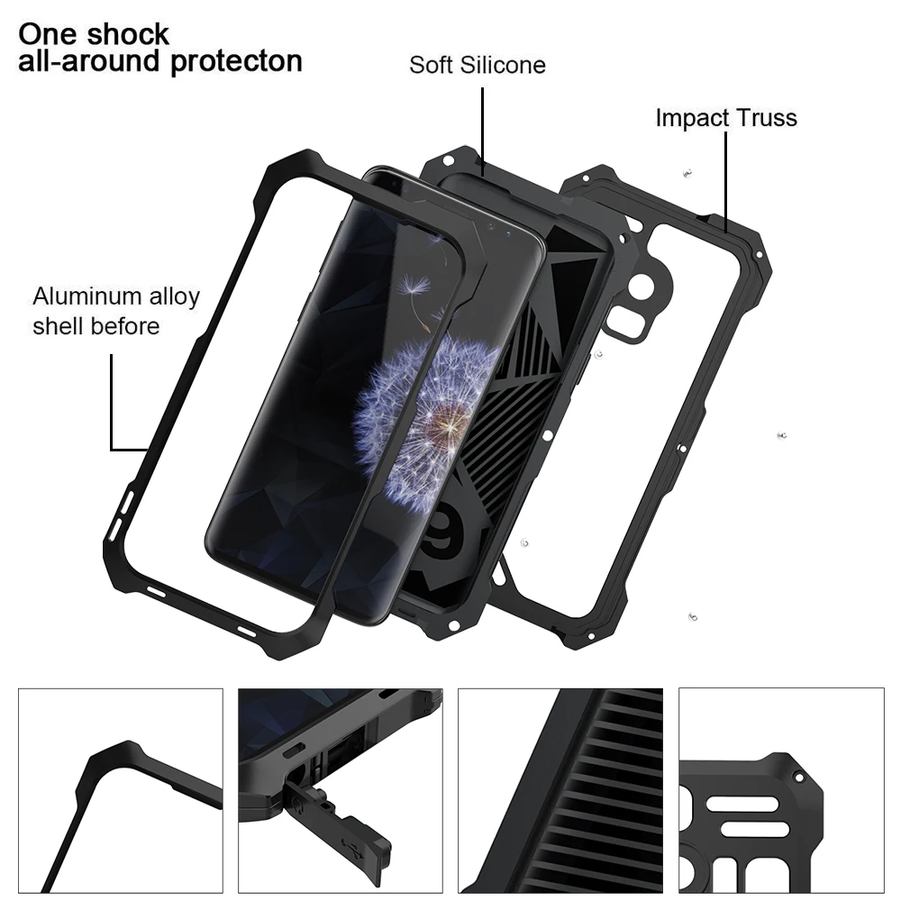 3 in 1 Back Fisheye Kits Wide Angle Macro Camera Lens Antiknock Waterproof Protective Case For Samsung S8+S9 plus S7 S7edge Case (5)