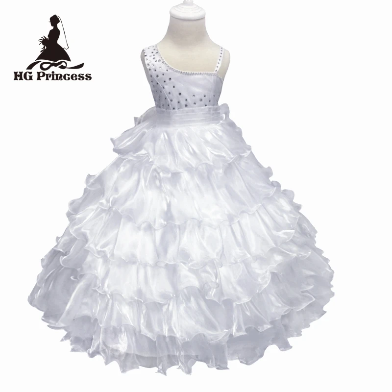 

Hot Sales Ball Gown Low Price Pure White first Holy Communion Dress 4 years One Should Organza Flower Girl Dresses For Weddings
