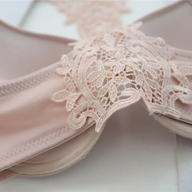 Sexy Women Frontal Lace Push Up Bra Seamless Cotton Adjusted-Straps Front Closure Underwire Solid Bra