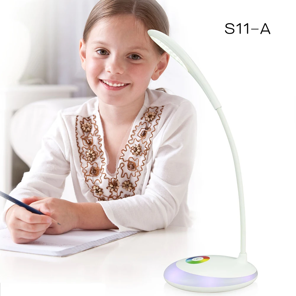 

HAMRVL 3 Level Touch RGB Base Eye-protection Lamp Night Dimmable LED Desk USB Charging Book Reading Light Rechargeable