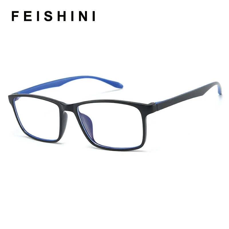 Feishini Computer Glasses Men Rays Radiation Gamin Eyewear Plastic Titanium Frames Unisex Anti Blue Light Glasses Women Optical