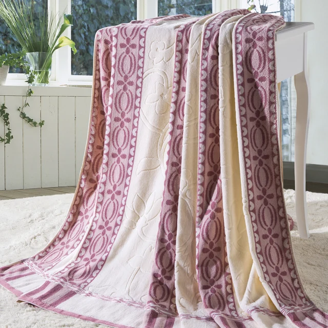 Warm Cotton Towel Blanket Cobertor Blue/Orchid/Brown Blankets Queen