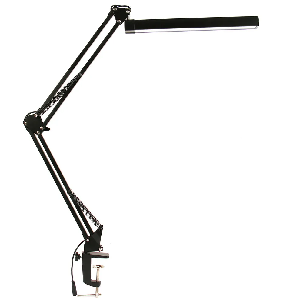A16S 7W Metal LED Swing Arm Desk Lamp Dimmable Flexible Arm Lamp Clamp for Reading Office 3 Brightn