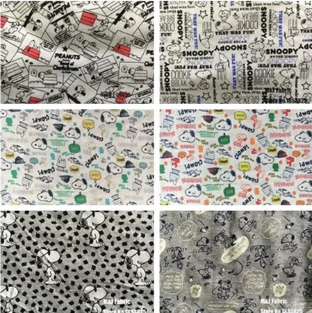 100*170 см хлопчатобумажная трикотажная ткань с принтом собаки из мультфильма, Лоскутная одежда для малышей, одежда для пальто, материал платья, швейная ткань тильда