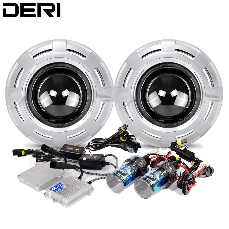 

2.5 inch Brand Car Lenses Styling Shell HID Bi Xenon Projector Lens Full Retrofit Kit AC Ballast 55W H1 Xenon Lamp 43K 6000K 8K