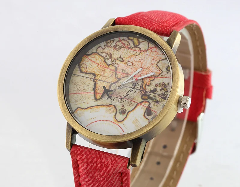 

Fashion World Map hot sale unique design Quartz lady Watches case stainless steel leather brand men's Clock Relojes hombre 2017