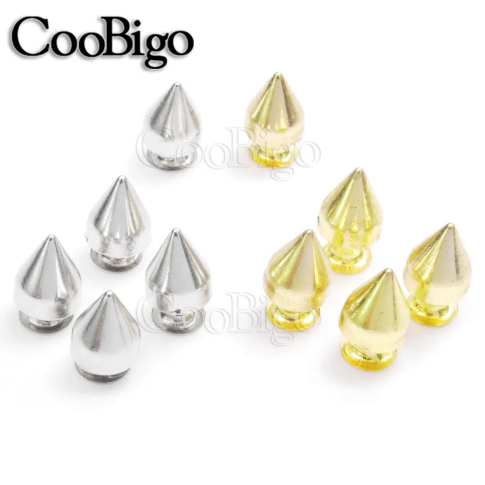 

100set 9x7mm Cone Rivet Bullet Spikes Studs DIY Punk Rock Bag Shoes Cloth Pet Collar Harness Bracelet Leathercraft Parts#GZ025-9