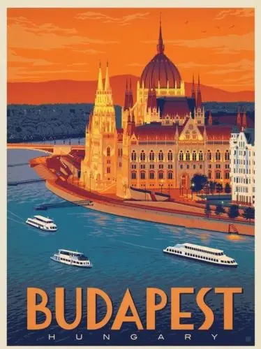 Ретро Budapest Hungary винтажный дорожный фото Шелковый постер декоративная стена