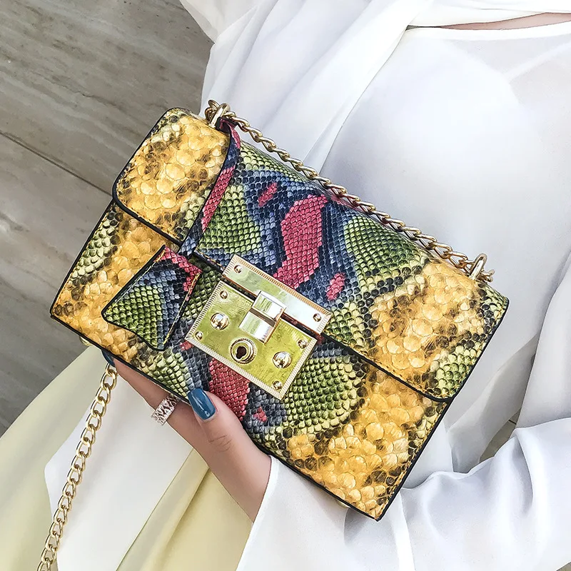 

Luxury Handbag Designer Bags Women 2019 NEW PU Flap Clutch Purse Chain Serpentine Ladies Shoulder Messenger Bags Sac A Main
