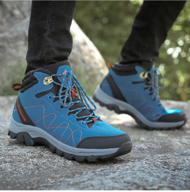 Outdoor Waterproof Hiking Boots Women High-top Anti-skid Winter Warm Mens Boots Professional Mountain Climbing Trekking Shoes