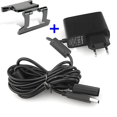 

EU Power Supply Adapter Cable Charging adapter+TV Clip Clamp Mount Stand Frame Cradle Holder For Xbox 360 XBOX360 Kinect Sensor