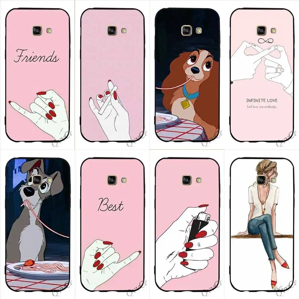 

Colorful Best Friend Girlfriend Girl Phone Cover for Samsung A3 Case Galaxy A5 A6 S6 S7 Edge S8 S9 Plus Note 8 9 Shell