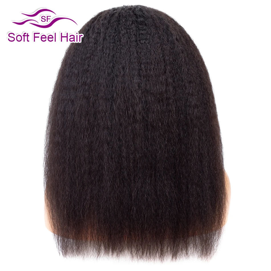 Soft Feel Hair 4x4 парик с закрытием шнурка бразильский кудрявый прямой парик Remy кружева Закрытие человеческих волос парики для черных женщин 180% Плотность